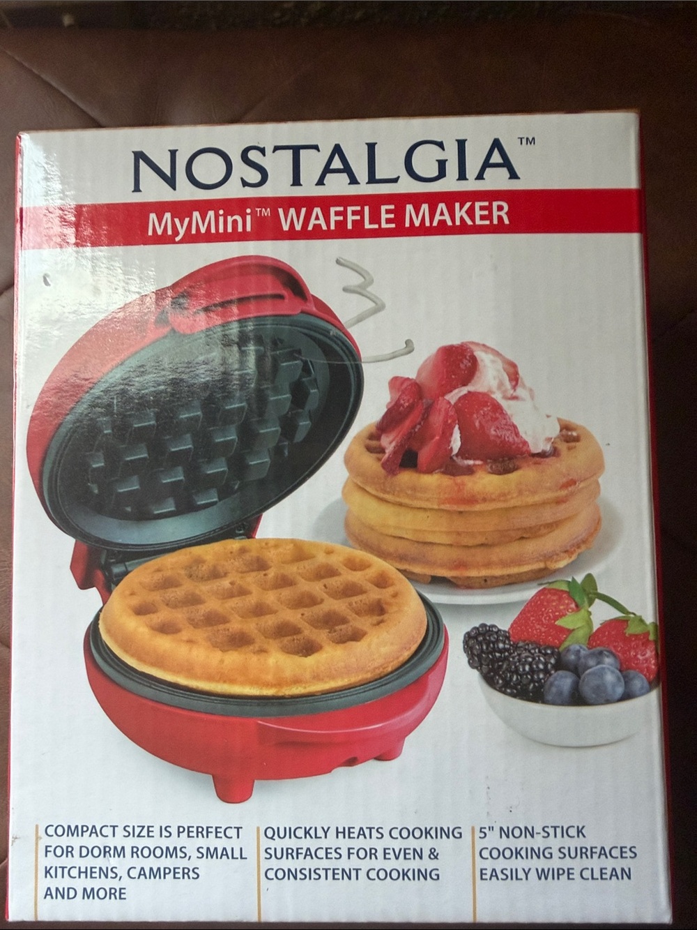 Nostalgia Red MyMini Waffle Maker - Compact Breakfast Appliance